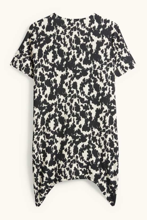 Damen - T-Shirt - Relaxed Fit - gemustert - schwarz / weiss