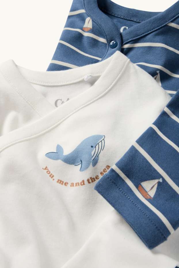 Neonate - Balena e barca a vela - set regalo - 3 pezzi - blu scuro / bianco