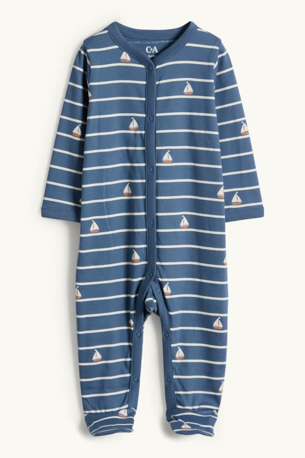 Neonate - Balena e barca a vela - set regalo - 3 pezzi - blu scuro / bianco