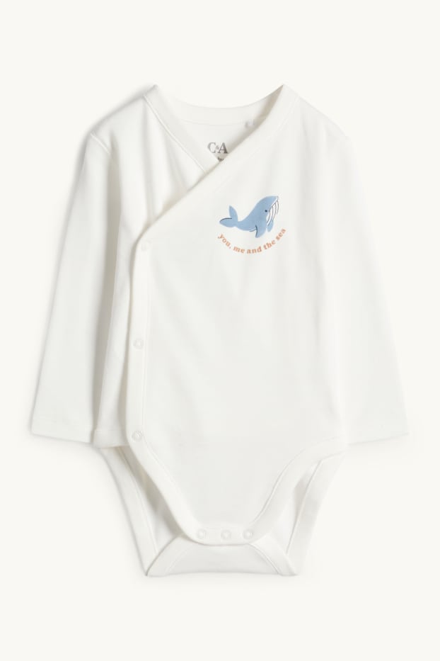 Neonate - Balena e barca a vela - set regalo - 3 pezzi - blu scuro / bianco