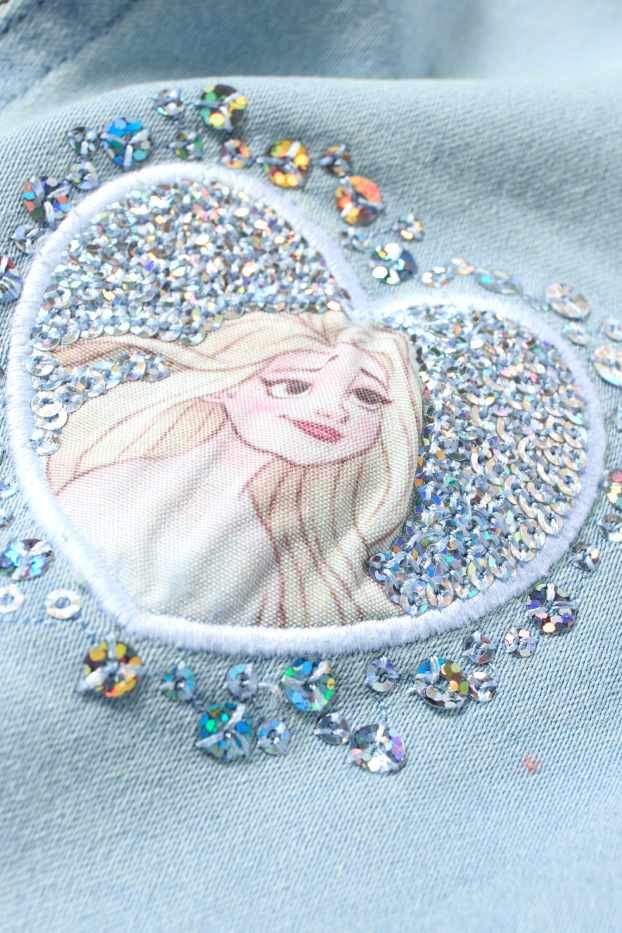 Bambine - Frozen - jeans svasati - effetto brillante - azzurro