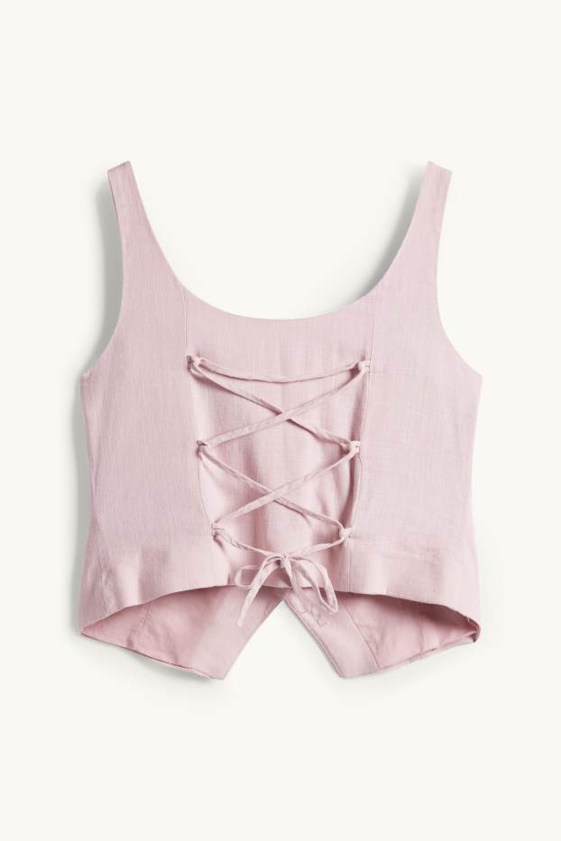 Femmes - Gilet sans manches en lin mélangé - cintré - rose