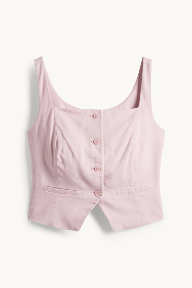 Femmes - Gilet sans manches en lin mélangé - cintré - rose