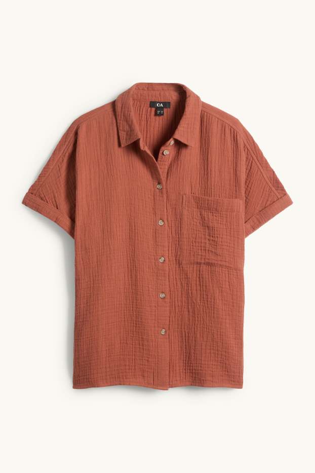 Femei - Bluză din muselină - maro