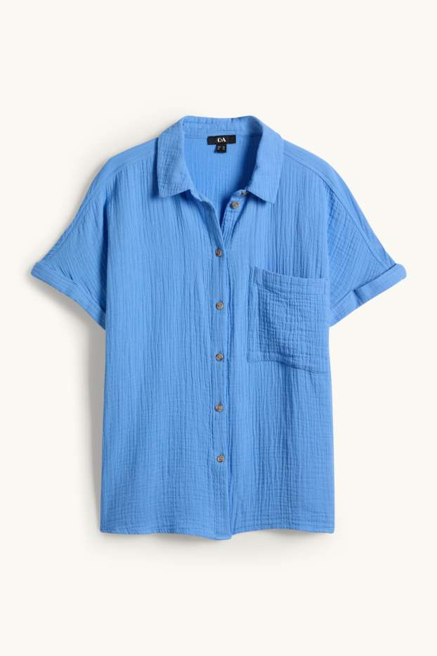 Femei - Bluză din muselină - albastru deschis