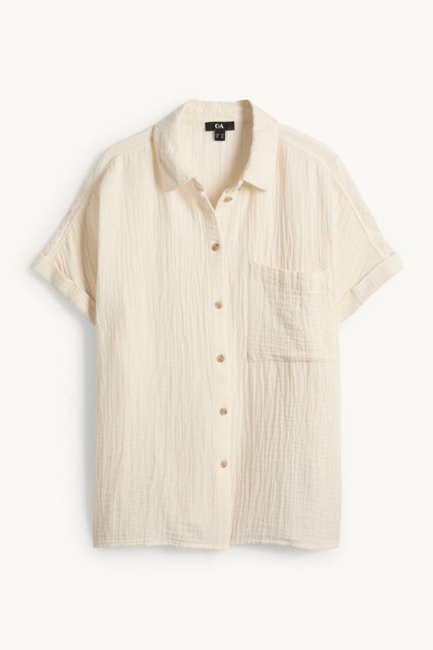 Femei - Bluză din muselină - crem