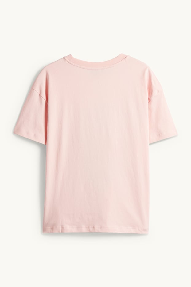 Damen - T-Shirt mit Strasssteinen - Relaxed Fit - rosa