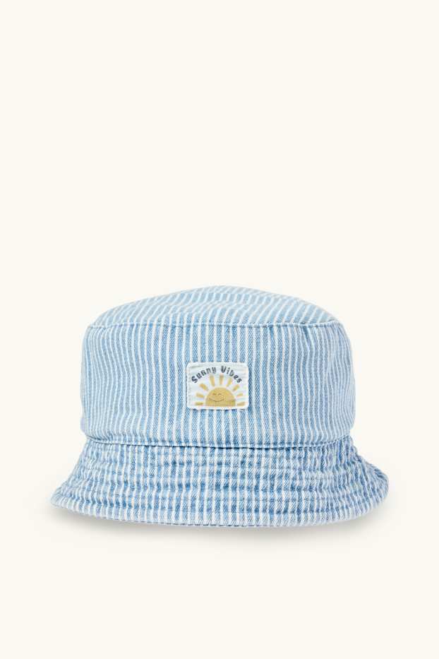 Bebeluși - băieți - Soare - pălărie din denim bebeluși - cu dungi - albastru deschis