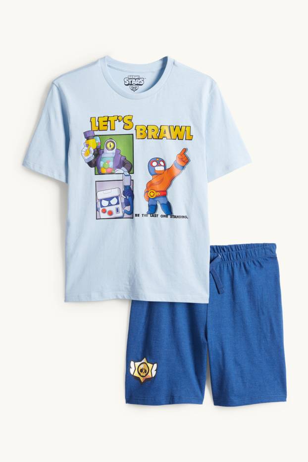 Children Boys - Brawl Stars - short pyjamas - 2-piece - light blue