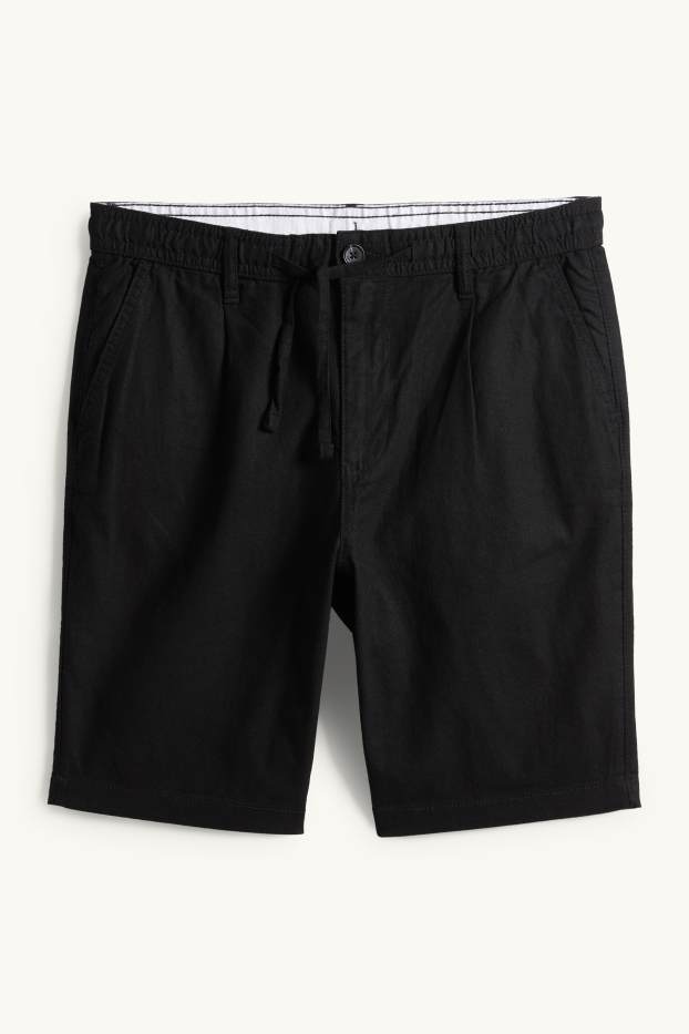 Men - Shorts - linen blend - black