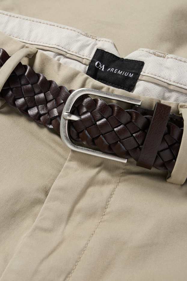 Hombre - Chinos con cinturón - beis