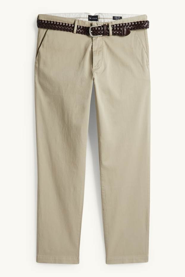 Hombre - Chinos con cinturón - beis