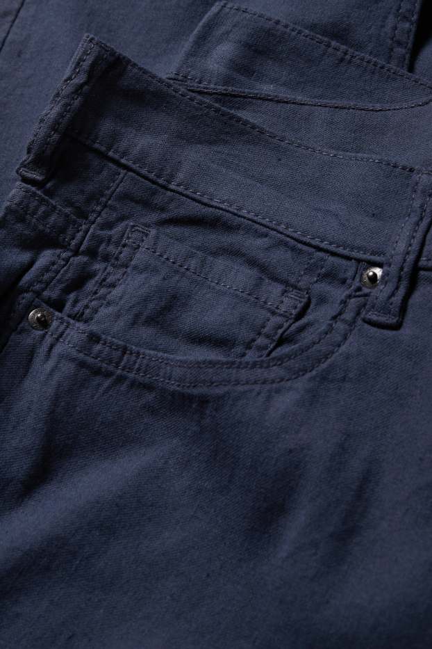 Heren - Broek - regular fit - linnenmix - donkerblauw