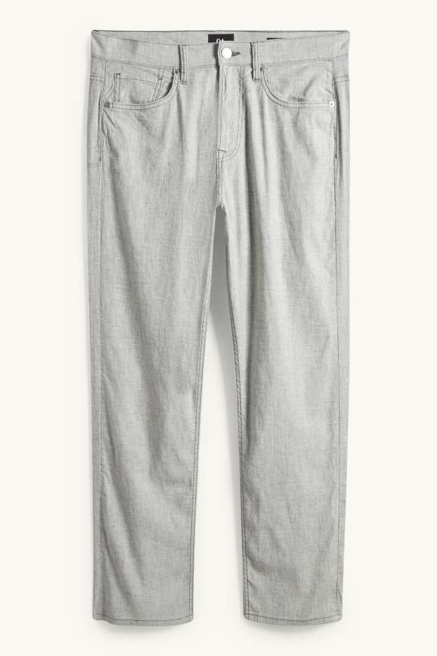 Hommes - Pantalon - regular fit - lin mélangé - gris