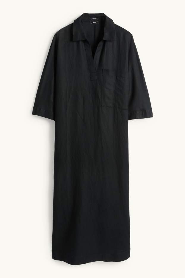 Femmes - Robe - straight fit - lin mélangé - noir