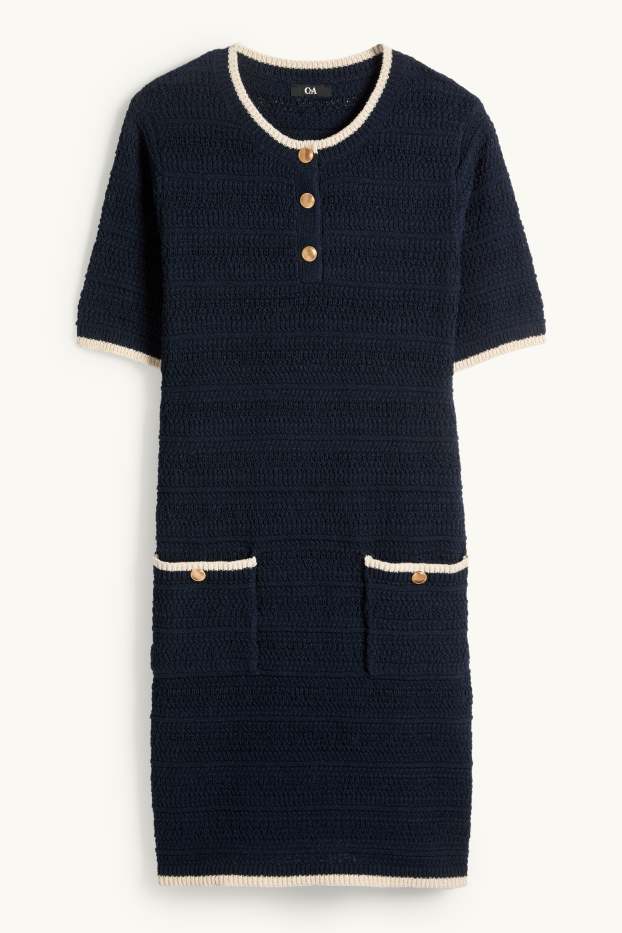 Damen - Strickkleid - strukturiert - dunkelblau