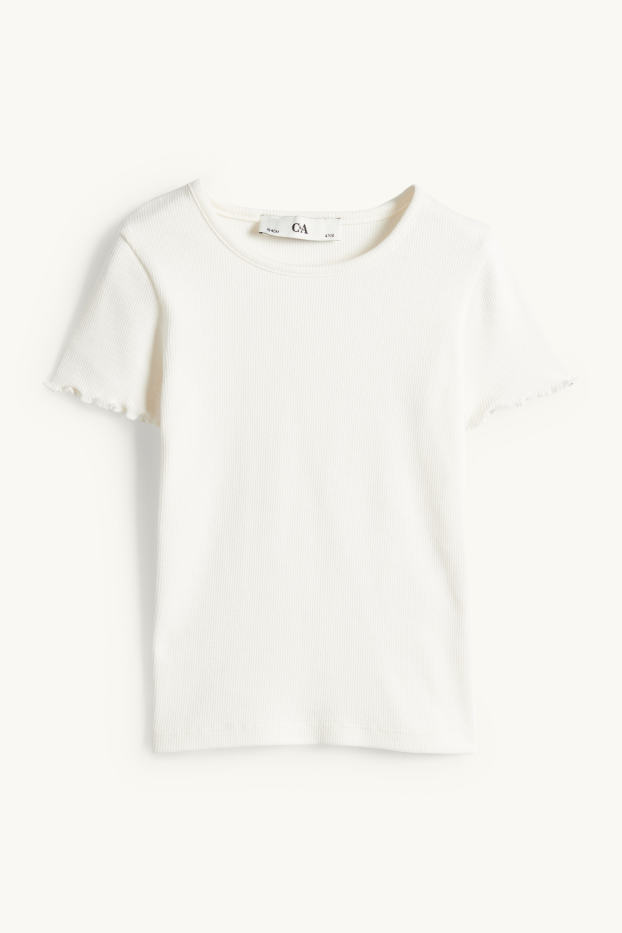 Copii - Fete - Floare - set - tricou cu mânecă scurtă și rochie din denim - 2 piese - albastru / alb