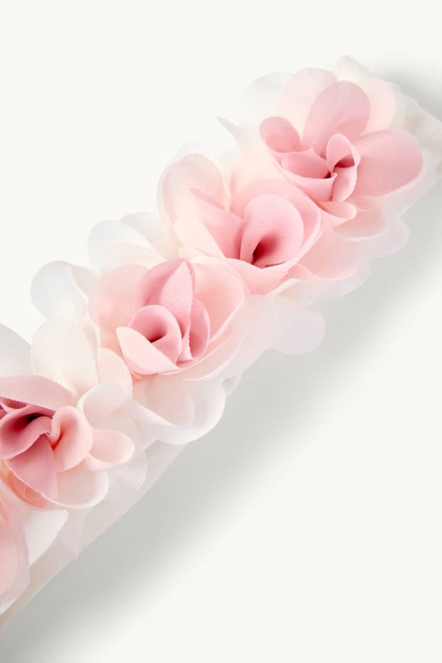 Bébés filles - Petites fleurs - bandeau cheveux pour bébé - blanc / rose