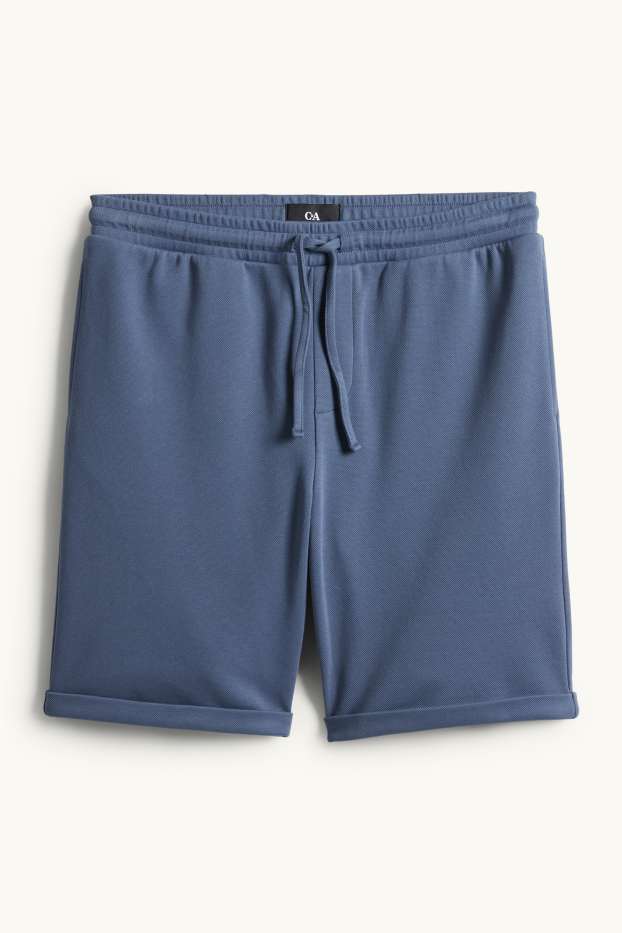 Heren - Sweatshort - met structuur - blauw