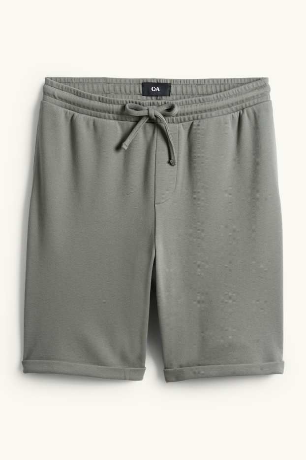 Uomo - Shorts di felpa - tessuto tramato - verde