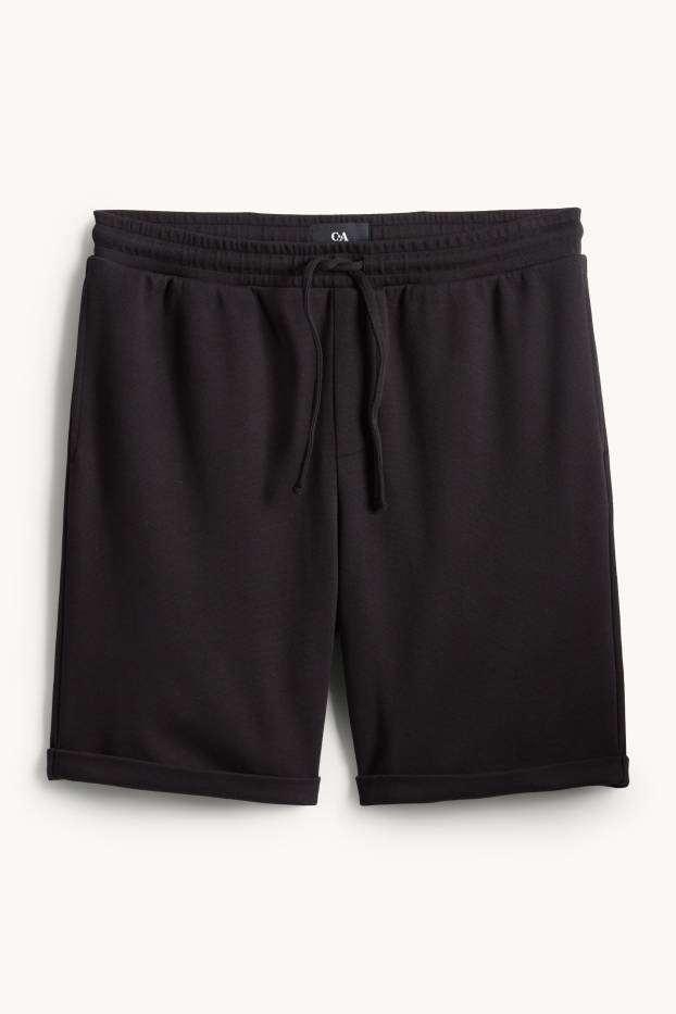 Uomo - Shorts di felpa - tessuto tramato - nero