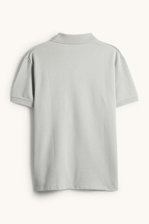 Pánské - Polokošile - regular fit - strukturovaná - světle šedá