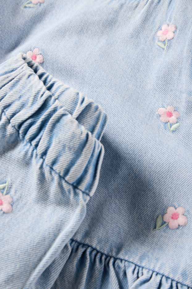 Kinder Mädchen - Blume - Set - Jeans-Top und Jeans - 2 teilig - hellblau