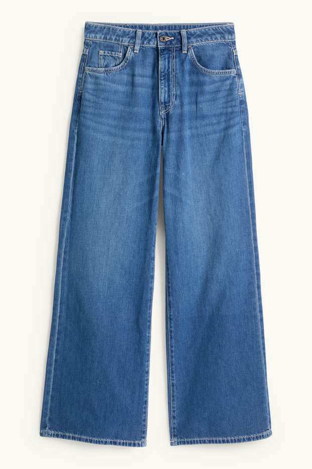 Dona - Wide leg Jeans - mid waist - texà blau