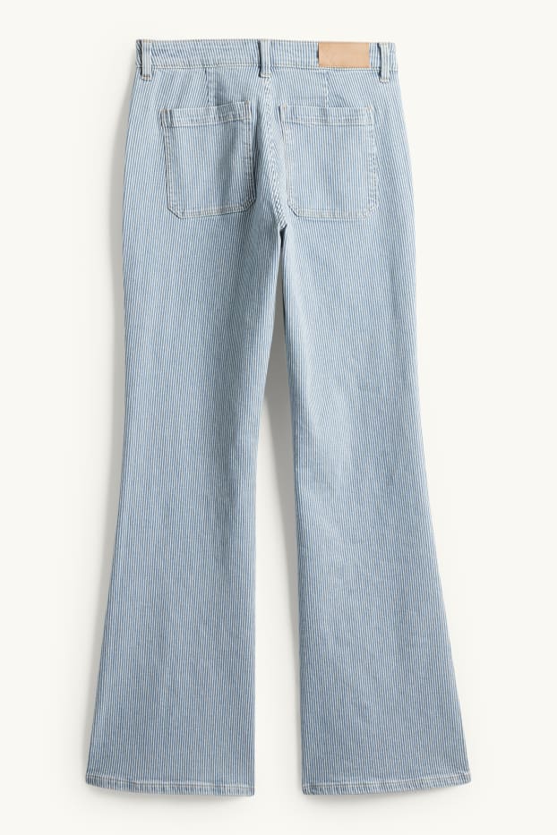 Women - Flared jeans - mid-rise waist - striped - blue
