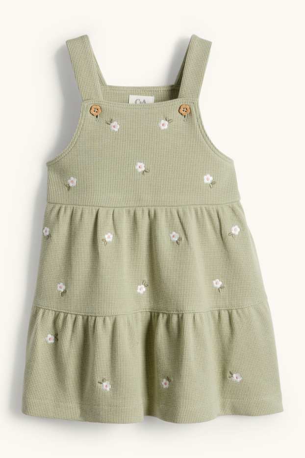 Bebeluși - fete - Floricele - compleu bebeluși - 2 piese - alb / verde