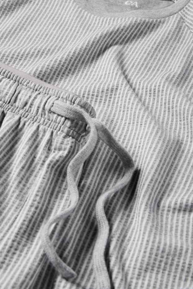 Hommes - Pyjashort - à rayures - gris