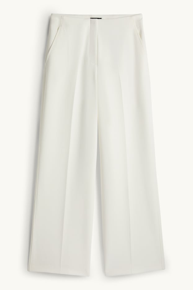 Dona - Pantalons formals - mid waist - wide leg - blanc