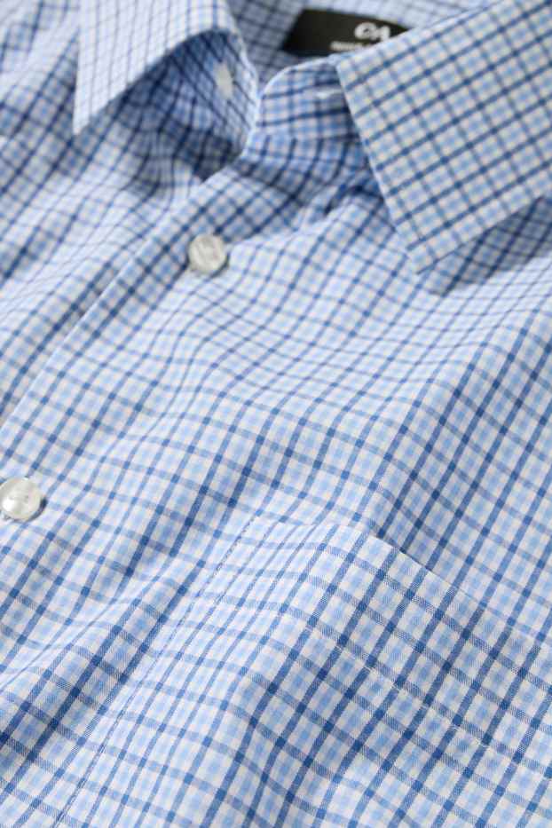 Hommes - Chemise de bureau - regular fit - col kent - à carreaux - bleu