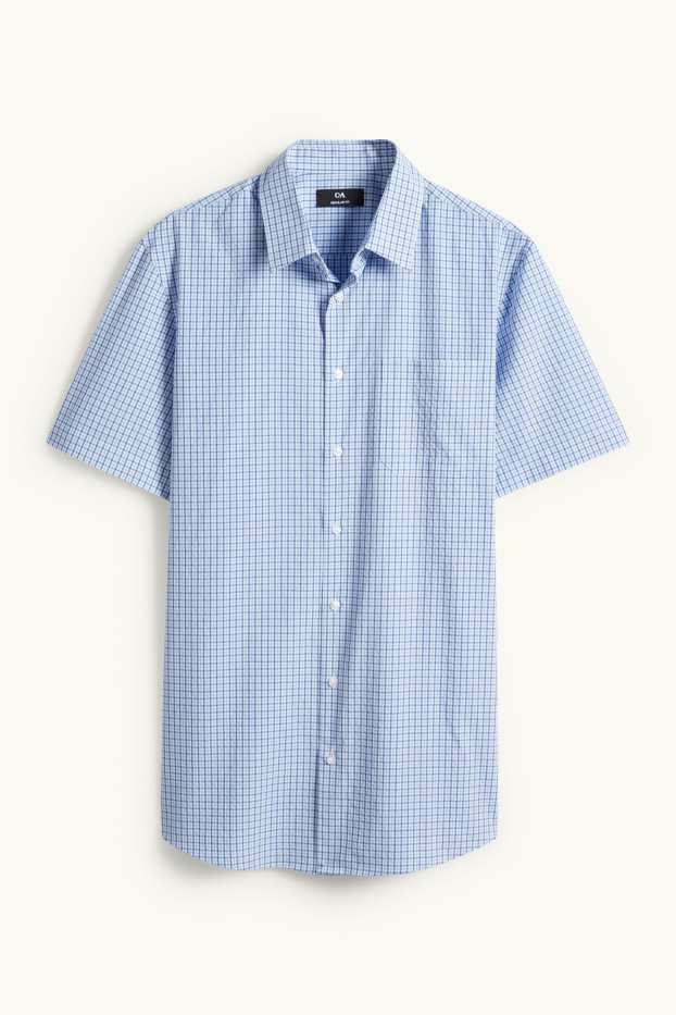Hommes - Chemise de bureau - regular fit - col kent - à carreaux - bleu