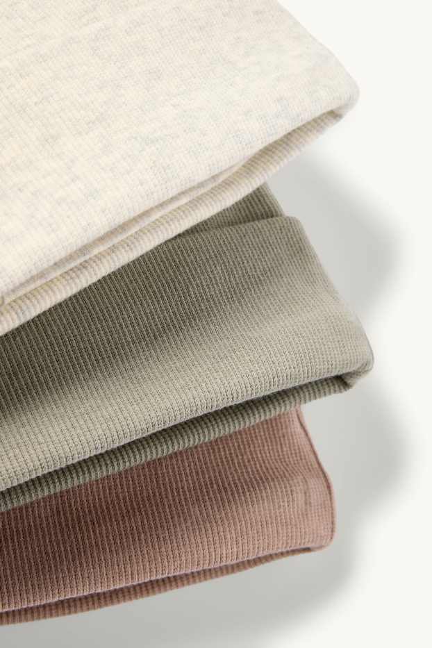 Baby Jungen - Multipack 3er - Baby-Mützen - gerippt - braun / cremeweiss