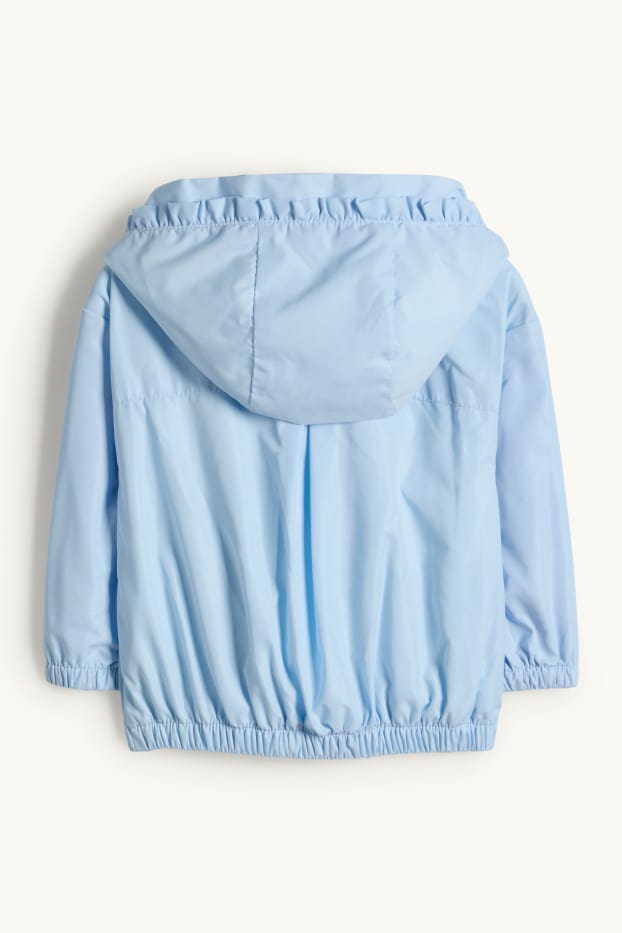 Miminka - dívky - Třešně a mašličky - bunda s kapucí pro miminka - světle modrá