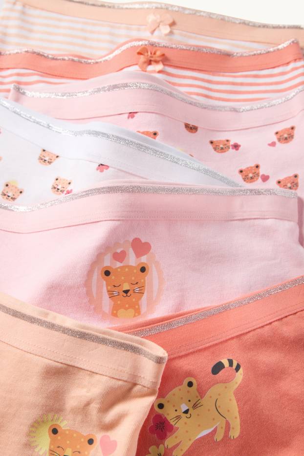 Copii - Fete - Multipack 7 perechi - leopard - boxeri - aspect lucios - portocaliu