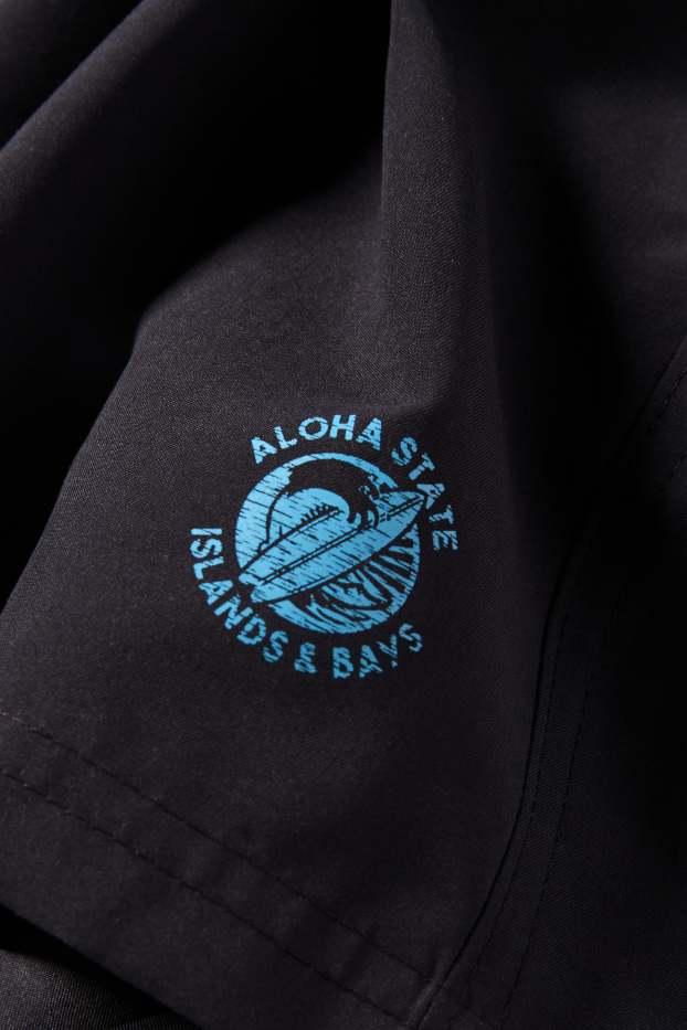 Kinder Buben - Surfboard - Badeshorts - schwarz