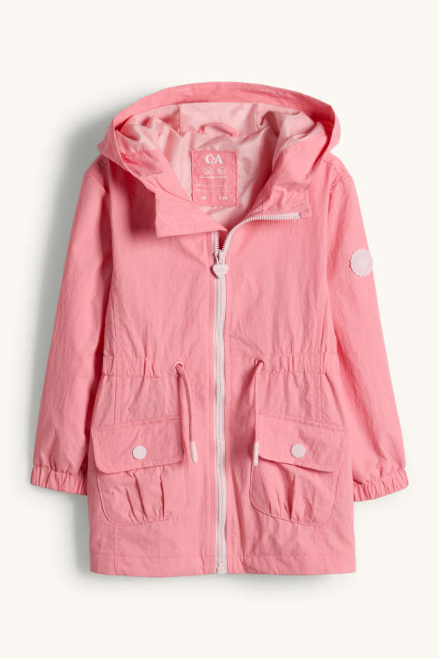 Kinder Mädchen - Parka mit Kapuze - wasserabweisend - pink
