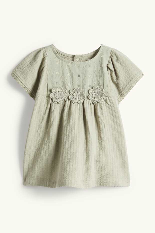 Nadó nena - Floretes - conjunt de ganxet per a nadó - 3 peces - verd