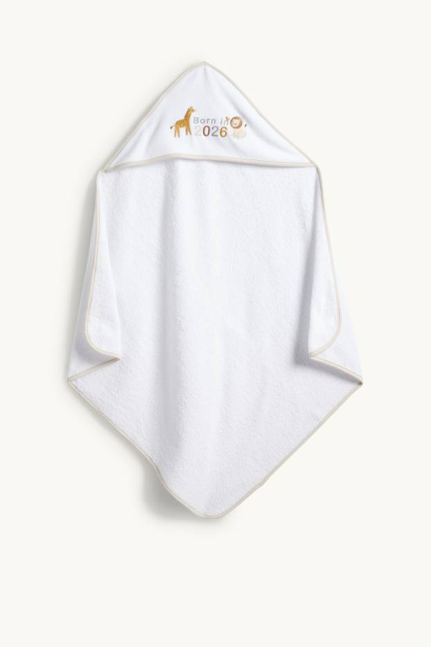 Unisexe - Girafe et lion - serviette de toilette à capuche pour bébé - blanc
