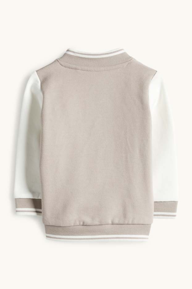 Bebeluși - băieți - Ursuleț de pluș - jachetă tip college bebeluși - bej