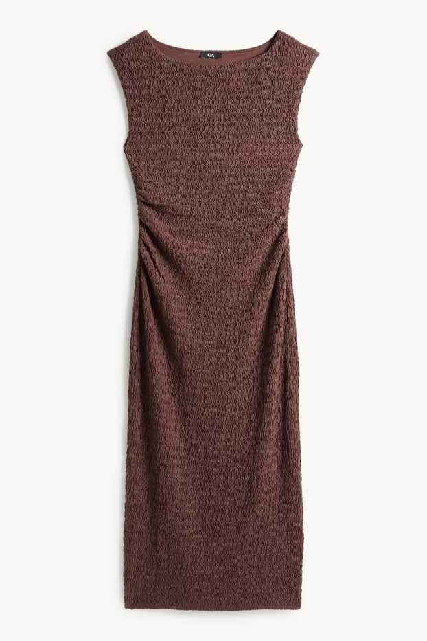 Femmes - Robe Bodycon - finition texturée - marron