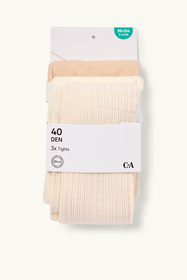 Children Girls - Multipack of 3 - tights - 40 denier - beige