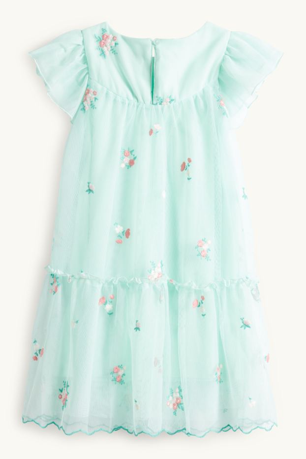 Enfants filles - Fleurs - robe - vert clair