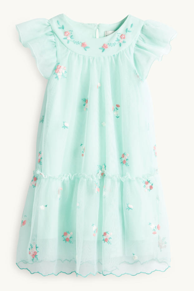 Enfants filles - Fleurs - robe - vert clair