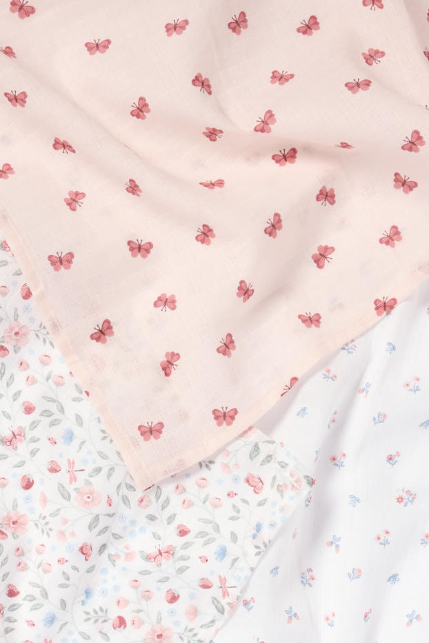 Baby Girls - Multipack of 3 - butterfly - baby muslin square - white / rose
