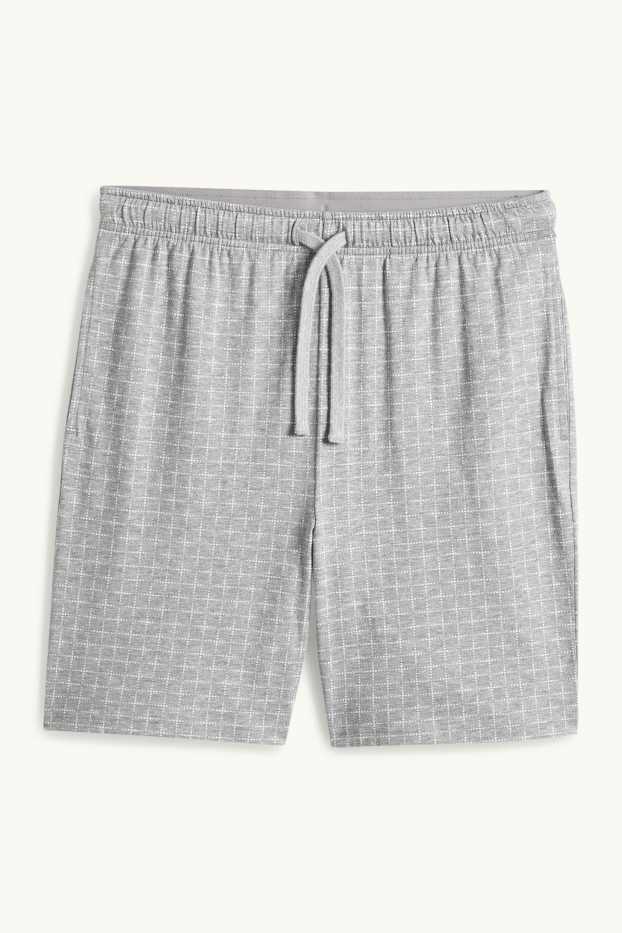 Uomo - Shorts pigiama - a quadretti - grigio