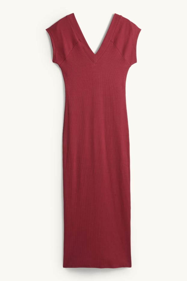 Dames - Bodycon-jurk - geribd - bordeaux