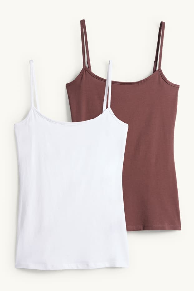 Femmes - Lot de 2 - haut  - marron / blanc crème